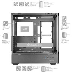 Mars Gaming MC-LCDPRO Boîtier Gaming ATX Écran LCD IPS 7.2" Personnalisable Verre Trempé Courbé Avant et Latéral Structure à Dou