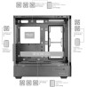 Mars Gaming MC-LCDPRO Boîtier Gaming ATX Écran LCD IPS 7.2" Personnalisable Verre Trempé Courbé Avant et Latéral Structure à Dou