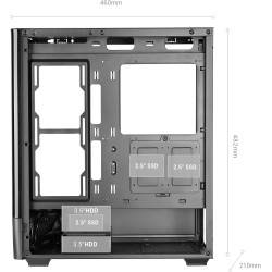 Mars Gaming MC-LCDPRO Boîtier Gaming ATX Écran LCD IPS 7.2" Personnalisable Verre Trempé Courbé Avant et Latéral Structure à Dou