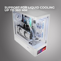 Mars Gaming MC-LCDPRO Boîtier Gaming ATX Écran LCD IPS 7.2" Personnalisable Verre Trempé Courbé Avant et Latéral Structure à Dou