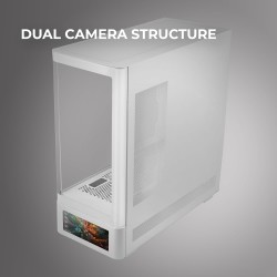 Mars Gaming MC-LCDPRO Boîtier Gaming ATX Écran LCD IPS 7.2" Personnalisable Verre Trempé Courbé Avant et Latéral Structure à Dou