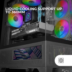 Mars Gaming MC-LCDX, Boîtier Gaming ATX, Écran IPS 9.16" et Connexion HDMI, Verre Trempé Continu, Panneau Inférieur Full Mesh, D