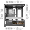 Mars Gaming MC-LCDX, Boîtier Gaming ATX, Écran IPS 9.16" et Connexion HDMI, Verre Trempé Continu, Panneau Inférieur Full Mesh, D