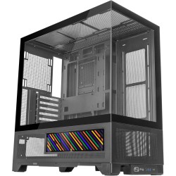 Mars Gaming MC-LCDX, Boîtier Gaming ATX, Écran IPS 9.16" et Connexion HDMI, Verre Trempé Continu, Panneau Inférieur Full Mesh, D