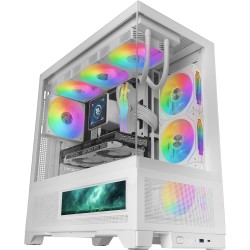 Mars Gaming MC-LCDX, Boîtier Gaming ATX, Écran IPS 9.16" et Connexion HDMI, Verre Trempé Continu, Panneau Inférieur Full Mesh, D