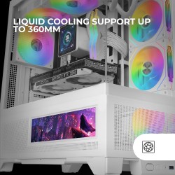 Mars Gaming MC-LCDX, Boîtier Gaming ATX, Écran IPS 9.16" et Connexion HDMI, Verre Trempé Continu, Panneau Inférieur Full Mesh, D