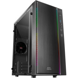 Mars Gaming MCM, Boîtier PC MicroATX, Mini Tour Compacte, 16 Modes ARGB, Ventilateur 8 cm, Noir