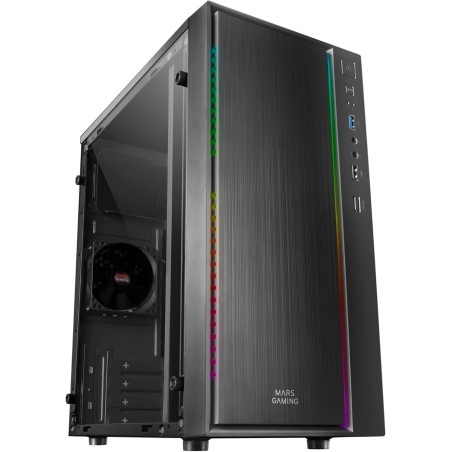 Mars Gaming MCM, Boîtier PC MicroATX, Mini Tour Compacte, 16 Modes ARGB, Ventilateur 8 cm, Noir