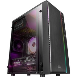 Mars Gaming MCM, Boîtier PC MicroATX, Mini Tour Compacte, 16 Modes ARGB, Ventilateur 8 cm, Noir