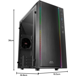 Mars Gaming MCM, Boîtier PC MicroATX, Mini Tour Compacte, 16 Modes ARGB, Ventilateur 8 cm, Noir