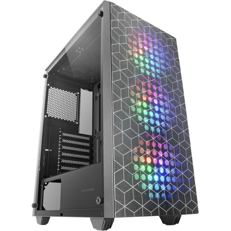 Mars Gaming MC-MAG, Boîtier Gaming ATX, Panneau Latéral Verre Trempé, Double Grille Magnétique Anti-poussière Frontale + Supérie