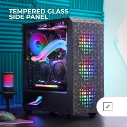 Mars Gaming MC-MAG, Boîtier Gaming ATX, Panneau Latéral Verre Trempé, Double Grille Magnétique Anti-poussière Frontale + Supérie