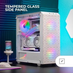 Mars Gaming MC-MAG, Boîtier Gaming ATX, Panneau Latéral Verre Trempé, Double Grille Magnétique Anti-poussière Frontale + Supérie