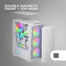 Mars Gaming MC-MAG, Boîtier Gaming ATX, Panneau Latéral Verre Trempé, Double Grille Magnétique Anti-poussière Frontale + Supérie