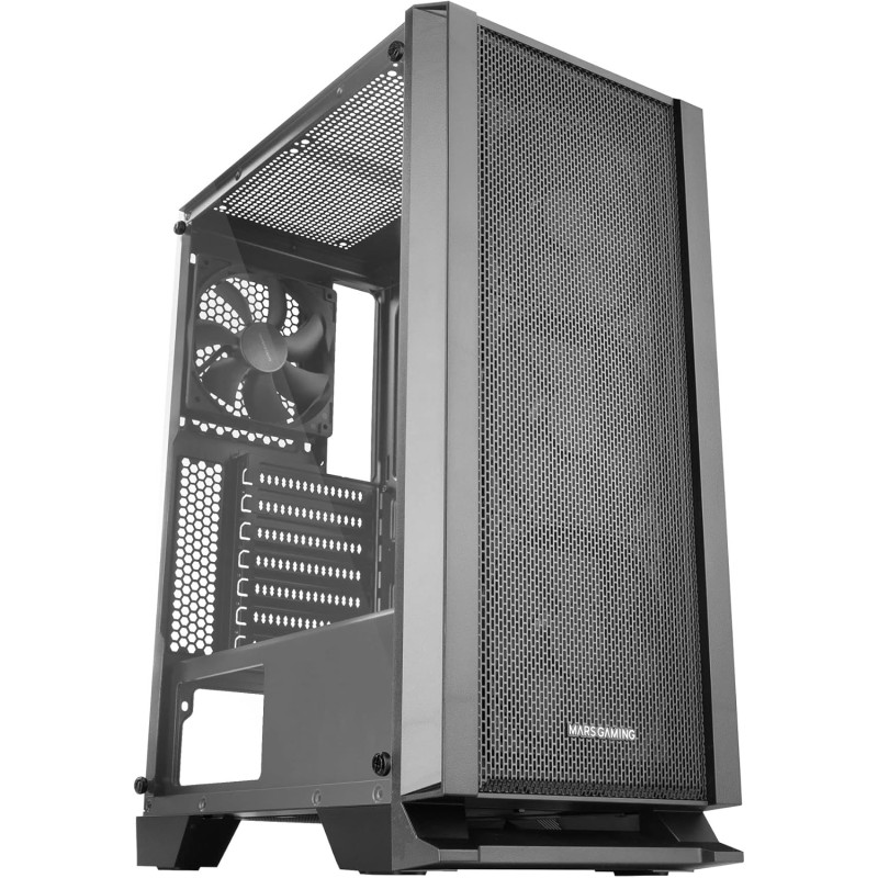 Mars Gaming MC-Master, Boîtier PC ATX, Metal-Mesh Front Panel, Verre Trempé, 4 Ventilateurs Ultra-Silencieux 120mm, Noir