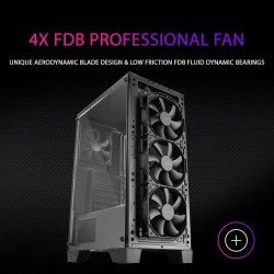 Mars Gaming MC-Master, Boîtier PC ATX, Metal-Mesh Front Panel, Verre Trempé, 4 Ventilateurs Ultra-Silencieux 120mm, Noir
