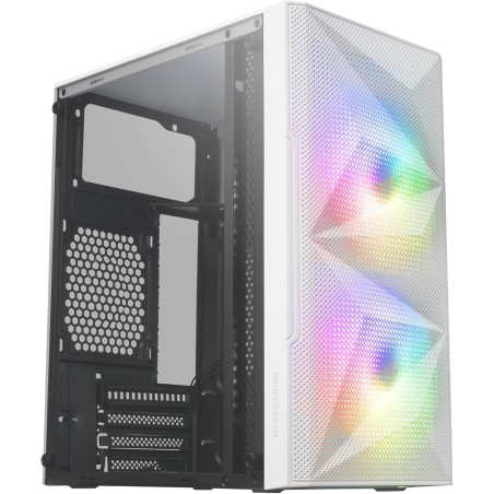 Mars Gaming MC-ME, Boîtier Gaming Compact MicroATX, Fenêtre Latérale en Verre Trempé, Design Frontal Géométrique Total-Mesh, 2X 