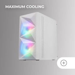 Mars Gaming MC-ME, Boîtier Gaming Compact MicroATX, Fenêtre Latérale en Verre Trempé, Design Frontal Géométrique Total-Mesh, 2X 