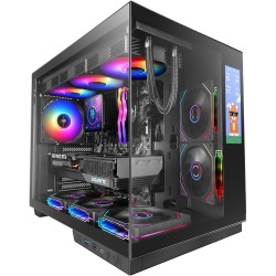 Mars Gaming MC-Mirage, Boîtier Gaming ATX, Écran LCD IPS 7,2” Personnalisable, Verre Trempé Continu Frontal et Latéral, Structur