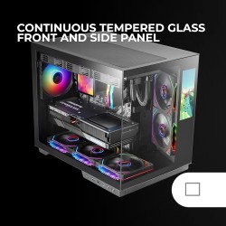 Mars Gaming MC-Mirage, Boîtier Gaming ATX, Écran LCD IPS 7,2” Personnalisable, Verre Trempé Continu Frontal et Latéral, Structur