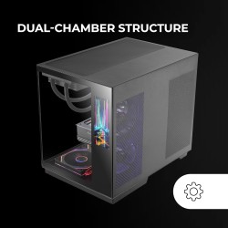 Mars Gaming MC-Mirage, Boîtier Gaming ATX, Écran LCD IPS 7,2” Personnalisable, Verre Trempé Continu Frontal et Latéral, Structur