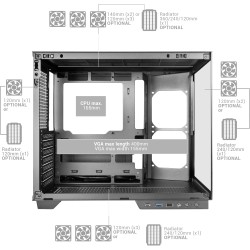 Mars Gaming MC-Mirage, Boîtier Gaming ATX, Écran LCD IPS 7,2” Personnalisable, Verre Trempé Continu Frontal et Latéral, Structur