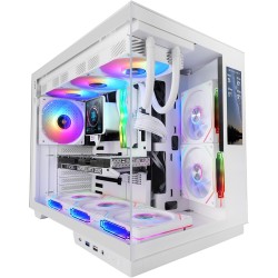 Mars Gaming MC-Mirage, Boîtier Gaming ATX, Écran LCD IPS 7,2” Personnalisable, Verre Trempé Continu Frontal et Latéral, Structur