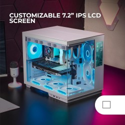 Mars Gaming MC-Mirage, Boîtier Gaming ATX, Écran LCD IPS 7,2” Personnalisable, Verre Trempé Continu Frontal et Latéral, Structur