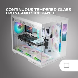 Mars Gaming MC-Mirage, Boîtier Gaming ATX, Écran LCD IPS 7,2” Personnalisable, Verre Trempé Continu Frontal et Latéral, Structur