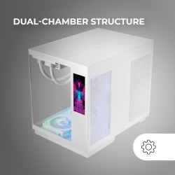 Mars Gaming MC-Mirage, Boîtier Gaming ATX, Écran LCD IPS 7,2” Personnalisable, Verre Trempé Continu Frontal et Latéral, Structur