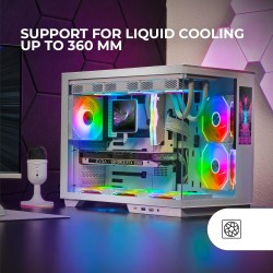 Mars Gaming MC-Mirage, Boîtier Gaming ATX, Écran LCD IPS 7,2” Personnalisable, Verre Trempé Continu Frontal et Latéral, Structur
