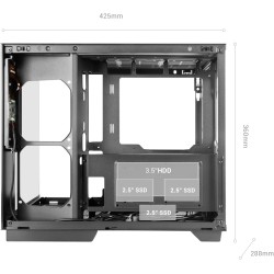 Mars Gaming MC-Mirage, Boîtier Gaming ATX, Écran LCD IPS 7,2” Personnalisable, Verre Trempé Continu Frontal et Latéral, Structur