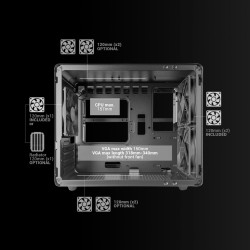 Mars Gaming MCMPRO, Boîtier Professionnel Compact Micro-ATX, Fenêtre Latérale Complète en Verre Trempé, 3X Ventilateurs 120mm, P