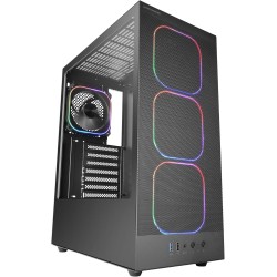 Mars Gaming MC-Nebula Boîtier Gaming ATX, 4 Ventilateurs Line-Glow ARGB 120 mm, Façade Mesh Métallique Microperforée, CableHatch