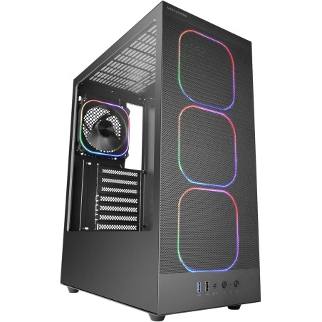 Mars Gaming MC-Nebula Boîtier Gaming ATX, 4 Ventilateurs Line-Glow ARGB 120 mm, Façade Mesh Métallique Microperforée, CableHatch