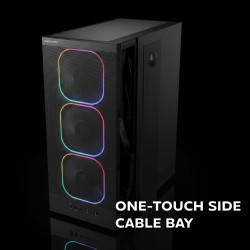 Mars Gaming MC-Nebula Boîtier Gaming ATX, 4 Ventilateurs Line-Glow ARGB 120 mm, Façade Mesh Métallique Microperforée, CableHatch