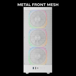 Mars Gaming MC-Nebula Boîtier Gaming ATX, 4 Ventilateurs Line-Glow ARGB 120 mm, Façade Mesh Métallique Microperforée, CableHatch