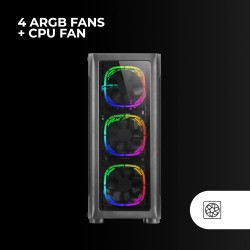 Mars Gaming MC-Neo, Tour Gaming XXL E-ATX, Vitres Latérales et Frontales Verre Trempé, 4 Ventilateurs ARGB 120mm + Ventilateur 1