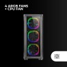 Mars Gaming MC-Neo, Tour Gaming XXL E-ATX, Vitres Latérales et Frontales Verre Trempé, 4 Ventilateurs ARGB 120mm + Ventilateur 1