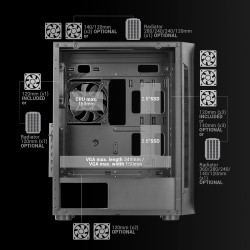 Mars Gaming MC-Neo, Tour Gaming XXL E-ATX, Vitres Latérales et Frontales Verre Trempé, 4 Ventilateurs ARGB 120mm + Ventilateur 1
