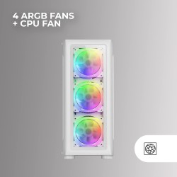 Mars Gaming MC-Neo, Tour Gaming XXL E-ATX, Vitres Latérales et Frontales Verre Trempé, 4 Ventilateurs ARGB 120mm + Ventilateur 1