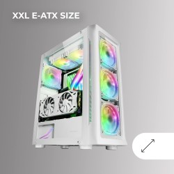 Mars Gaming MC-Neo, Tour Gaming XXL E-ATX, Vitres Latérales et Frontales Verre Trempé, 4 Ventilateurs ARGB 120mm + Ventilateur 1