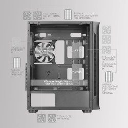 Mars Gaming MC-Neo, Tour Gaming XXL E-ATX, Vitres Latérales et Frontales Verre Trempé, 4 Ventilateurs ARGB 120mm + Ventilateur 1