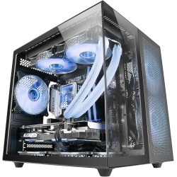 Mars Gaming MC-NOVAM Noir, Boîtier Compact Custom MicroATX, Double Fenêtre Verre Trempé Continu, Châssis Modulaire à Double Cham