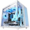 Mars Gaming MC-NOVAM Blanc, Boîtier Compact Custom MicroATX, Double Fenêtre Verre Trempé Continu, Châssis Modulaire à Double Cha