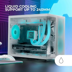 Mars Gaming MC-NOVAM Blanc, Boîtier Compact Custom MicroATX, Double Fenêtre Verre Trempé Continu, Châssis Modulaire à Double Cha
