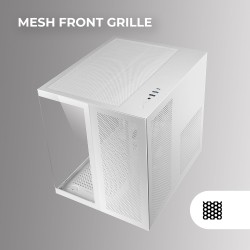 Mars Gaming MC-NOVAM Blanc, Boîtier Compact Custom MicroATX, Double Fenêtre Verre Trempé Continu, Châssis Modulaire à Double Cha
