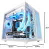 Mars Gaming MC-NOVAM Blanc, Boîtier Compact Custom MicroATX, Double Fenêtre Verre Trempé Continu, Châssis Modulaire à Double Cha