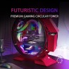 Mars Gaming MCORB Rouge, Boîtier PC Gaming Micro-ATX XL, Design Circulaire Custom, Double Vitrage Trempé