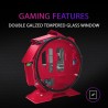 Mars Gaming MCORB Rouge, Boîtier PC Gaming Micro-ATX XL, Design Circulaire Custom, Double Vitrage Trempé